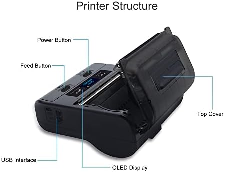 ZHUHW prijenosni All in Thermal Printer 3 inča 80mm Širina papira za otpremu Label Print USB BT NFC veza