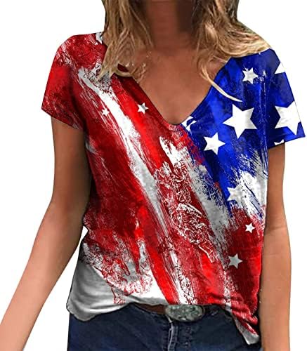 Majice Spandex Dan nezavisnosti za žene Štampajte dnevne ljetne majice za ženske V vrat Tank Tops American