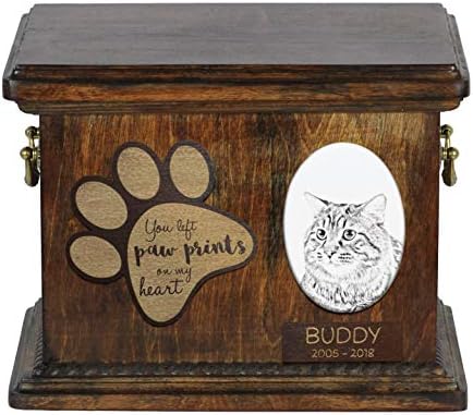 Kurilski Bobtail, urna za memorijal od mačjeg pepela sa keramičkom pločom i rečenicom-ArtDog personalizovan