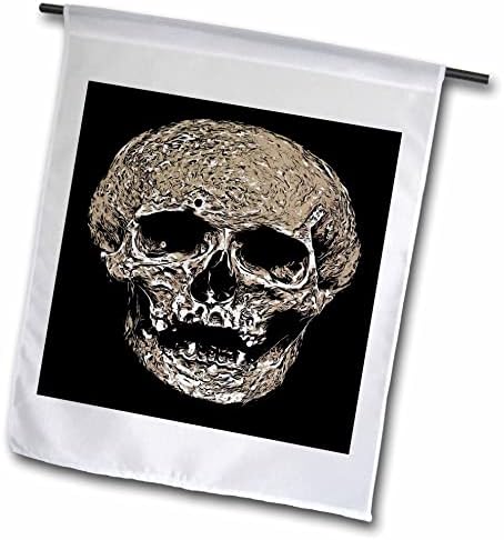 3drose vile Grungy Skull Art Art Ilustration u Crnoj i Greige - Zastave