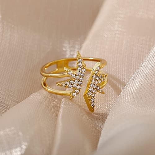 LOYJOY CZ Pave Cirkon zvijezda Zlatni vjenčani prstenovi za žene tinejdžeri Vintage geometrijski Punk otvoreni prstenovi 2022 Trend nakit - JZ2747G-otvoreno