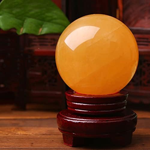 Bestsporble 4cm žuta kristalna lopta sa drvenim postoljem Fotografija Kristalna kugla Kristalna kugla sa postoljem