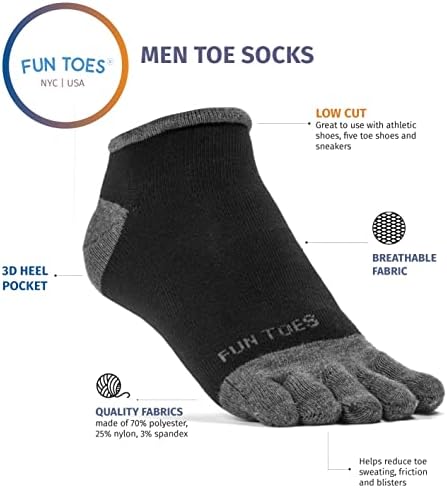 Zabavni prsti muške čarape za pete lagani prozračni - vrijednost 6 pari paketa-veličina 6-12