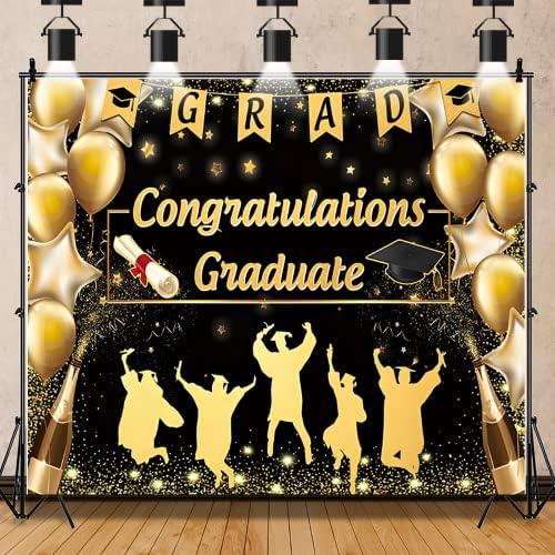 Diploma pozadina klasa 2023 Glitter Gold Crna Bachelor kapa Čestitam Grad Čestitam proslava Prom Party fotografija