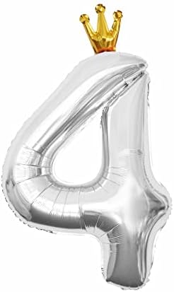 40inch veliko srebrna kruna kruna broj 4 balon, milarski folijski helijum broj 4 balone za četvrti bočački