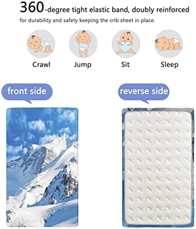 Mountain Tema sa postavljenim mini krevetima, prenosni mini krevetići ultra meki materijal-odličan za dječaka ili djevojčica soba ili vrtića, 24 x38, bijelo plavo