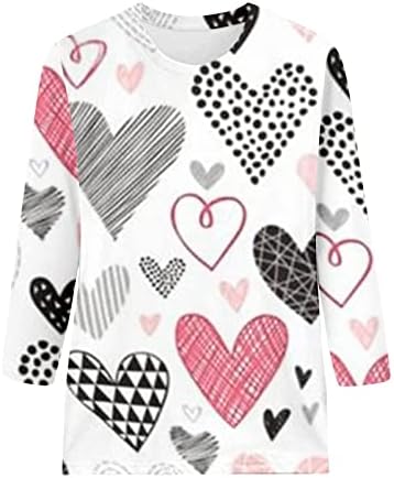 Ženske Valentines Tshirt Ljubav Srce grafički Tees 3/4 rukav majice za par Blusas Casuales de