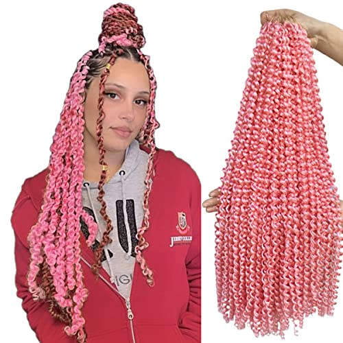 Pink Passion Twist Hair 24 Inch 2 Pakovanja Vodeni Talas Heklani Briads Za Kosu Pletena Kosa Sintetička Heklana