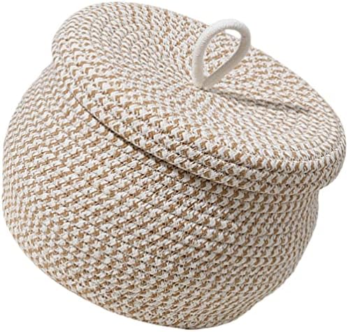 ZERODEKO Pamučna konopska košarica sa poklopcem, pamučna konopska košara Dekorativna tkana za pohranu bin