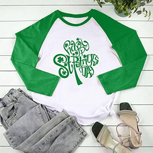 Ženski Raglan Dugi rukav T-Shirt irski Shamrock duksevi Lucky Clover St Patricks Day pulover vrhovi Casual