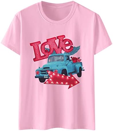 KCJGIKPOK Womens Valentine's Grafic Tee Love Pismo Ispiši kratki rukav okrugli vrat T majica Ležerna labava tunika bluza