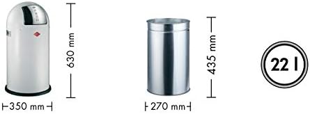 Wesco Pushboy Junior - njemački izrađen - gurnuti vrata kante za smeće, čelik na prahu, 5,8 galona / 21 l, badem
