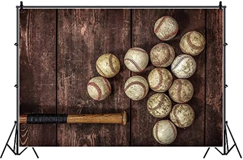 Laeacco 7x5ft Bejzbol Lopta na drvenoj tabli pozadina Dirt Hardball Vintage bejzbol palicom fotografija pozadina