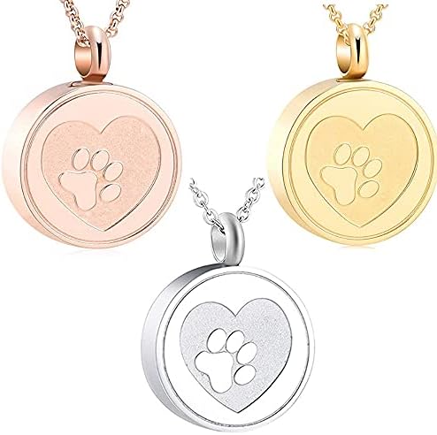 Niviora ZLXL712 prilagođena pet šapa Print srčana urna za kremaciju od nehrđajućeg čelika ogrlica za medaljon drži kovčeg za pse / mačke pepeo za uspomenu nakit BFBLD