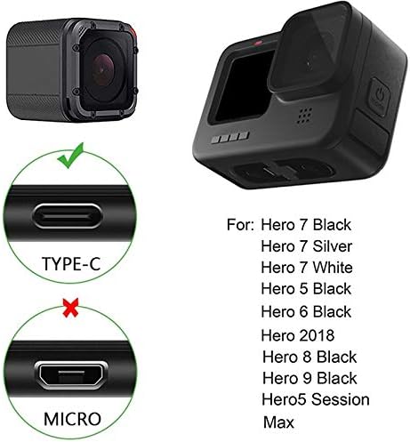 Kabelski kabel za punjenje [USB-C, 5ft] Kompatibilan je za GoPro Hero 9 Hero 8 Hero 7 Black, Max Hero