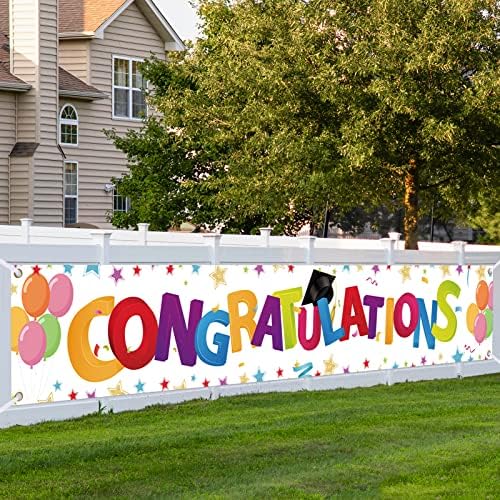 2023 Čestitamo diplomski Baner, Čestitamo znak pozadine dvorišta Grad ograda, dekoracija vrta na otvorenom za klasne potrepštine za zabavu 118 X19.7