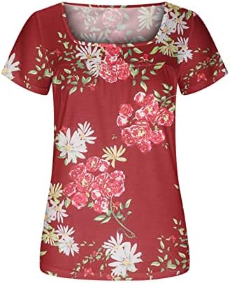 Dame Brunch T Shirt jesen ljeto kratki rukav pamuk kvadrat vrat cvjetni grafički Top Tshirt za Teen