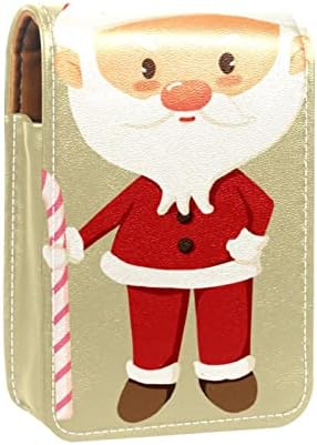 ORYUEKAN Mini torba za šminkanje sa ogledalom, torbica za kvačilo od umjetne kože, Santa Candy Cane Božić