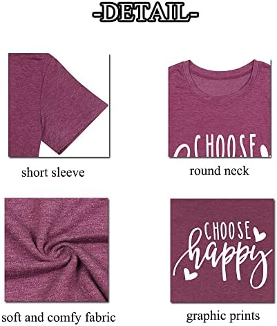 Grafički Tees za žene odaberite Happy pismo Print Shirts Funny Love Heart žene T Shirt Inspirational kratki rukav Tops