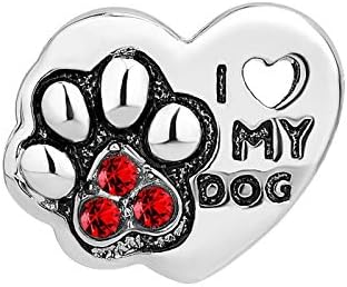 Miifort Dog Mač Štene Kitten Pet Paw Print Love Heart Bead Charm za narukvice Ogrlice Privjesci Poklon