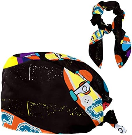 Yoyoamoy Podesiva radna kapa s tipkama vanjski prostor Galaxy Black Bouffant Hat Elastična zavoj