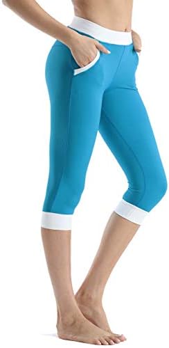 RoCorose ženske joge hlače visoka struka Trnična kontrola s unutrašnjim džepovima Power Stretch Work Work Capri