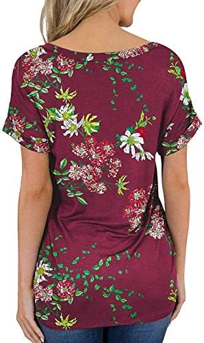 Uikmnh Dame Relapirani fit kratki rukav bluza cveća Žene sa džepovima Ležerne majica ljetne majice