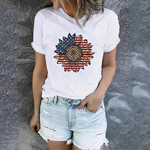 Košulje od 4. jula Ženska američka zastava TEE majica Ljetni casual vrhovi kratkih rukava majica Patriot Comfy