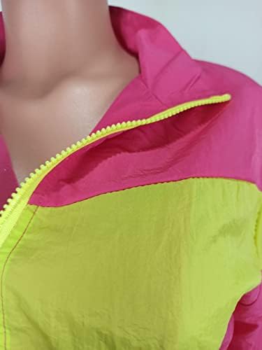 TENODU ženska boja blok 2 komada vjetrovitarnice dugih rukava zip prednji gornji jaknu elastične strupne