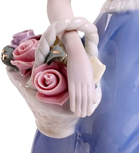 Mtme ṁṭḿè porcelan figurice Dama leđa sa cvijećem, skulptiranim statuama, rukotvorinama, umjetničkom tehnikom,