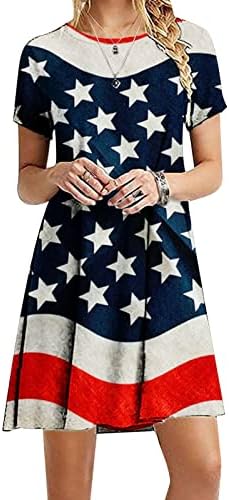 Ženska američka zastava vrhova 4. jula, kratkih rukava / kratkih rukava kratka majica, majica casual dan neovisnosti Patriotični tinejdžeri