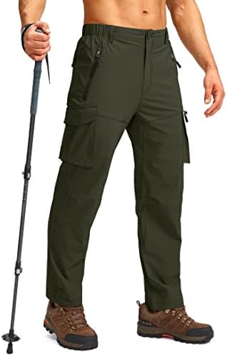 Pudolla Muške planinarske teretne pantalone natezane radne hlače za muškarce UPF50 + sa džepovima sa patentnim zatvaračem