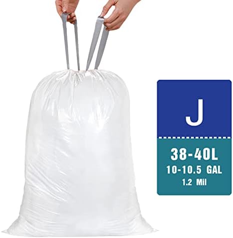 Makeronics Code H 8-9 galona plastične vreće za odbacivanje teških zavoda Kompatibilne sa simplehnuh kodom h | 1,2 mil | Bijela | 8-9 galona / 30-35 litara