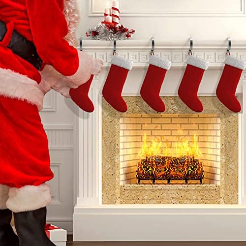 Božićni nosači za plašt sa 6 zvona u jorgama - 6 paketa bez klizanja čarapa, maštanski kamin za kamin, čarape za plašt za mantle