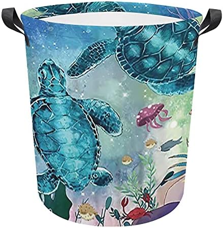 Foduoduo košara za pranje rublja Ocean Creature Pejzaž rublje koči s ručicama Sklopiva kocke za pohranu prljavih