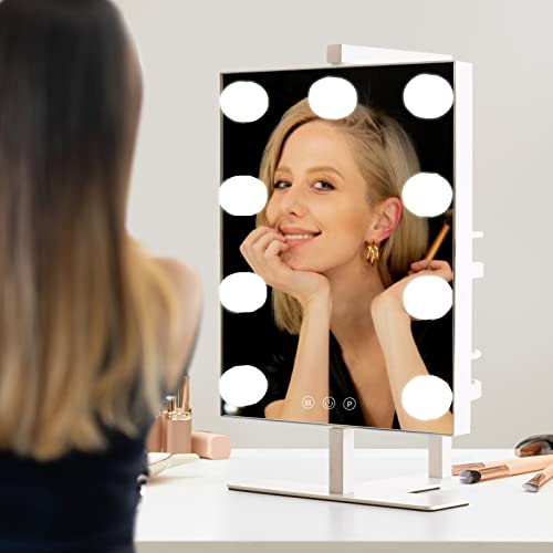 Bwllni toaletno ogledalo sa svetlima, osvetljeno ogledalo za šminkanje sa policama, holivudsko osvetljeno
