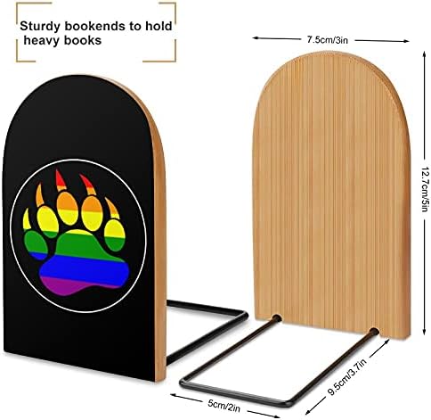 LGBT Gay Pride Rainbow Bear Paw knjiga završava za police drvena Bookends držač za teške knjige šestar moderni