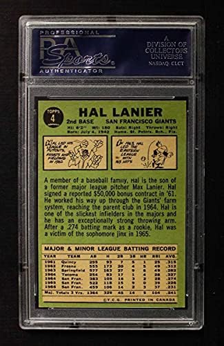 1967. O-pee-chee 4 HAL Lanier San Francisco Giants PSA PSA 7.00 Giants