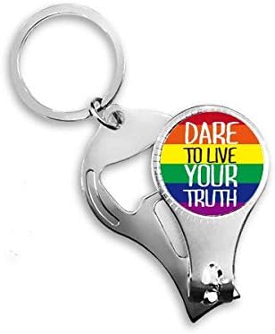 Živite svoju istinu LGBT dugina zastava Nail NIPPER prsten za prsten ključeva