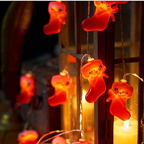 Crvena Božićna mašna čizme žičana lampa LED baterija bajkovita lampa Božićna tema dekoracija je pogodna za
