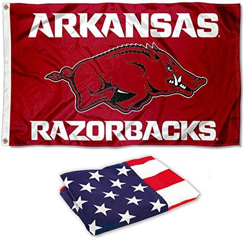 Arkansas Razorbacks New Logo Zastava i SAD 3x5 set zastava