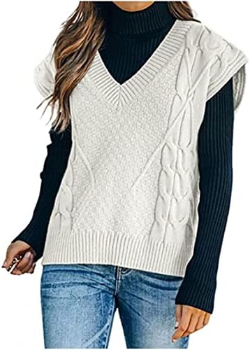 Ženski božićni džemperi modni džemper čvrsta boja V-izrez bez rukava bez rukava na prsluk zima zima