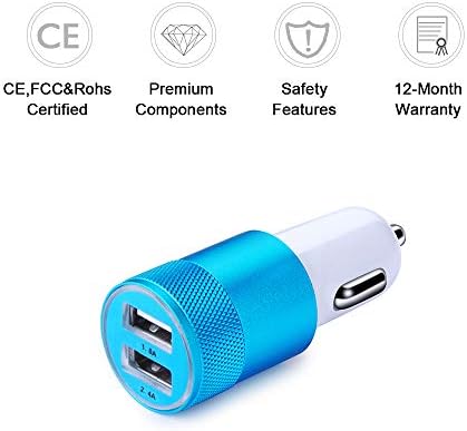 Auto Punjač, Sicodo 3.4 a 2 paket USB Smart Port punjač kompatibilan sa iPhone 14 13 12 11