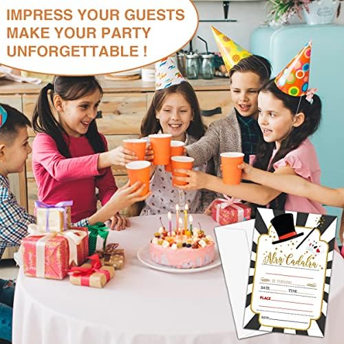 Nyctug čarobne pozivničke kartice, mađioničarskog šešir Poker Party pozivnica za tinejdžerske dječake i pribor za slabljenje zabave i dječjeg djece, 20 pozivnica za popunjavanje sa koverte-C05