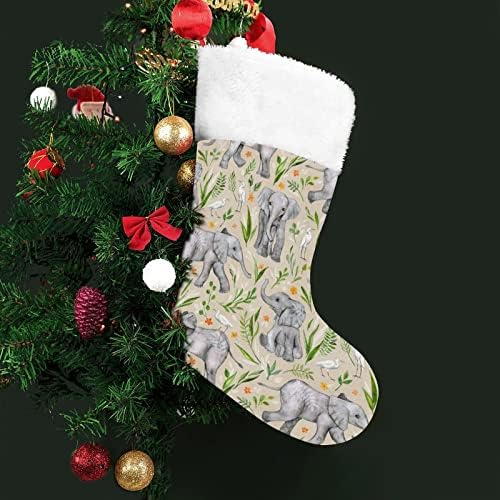 Slonovi i egrets Crvene božićne praznike Čarape za kućne ukrase za Xmas Tree Kamin Viseće čarape