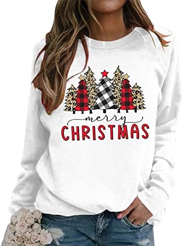 Grafički duksevi labavi ženski Duks Dugi rukav pulover Crewneck Božićni duksevi trendi slatki vrhovi