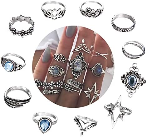 Ženski modni prstenovi 11pcs Vintage zvijezda Geometrijski oblik šuplje podudaranje za žene Trendy Retro