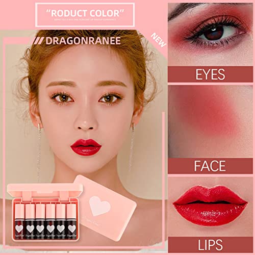 Ldgw 6 boje Lip Tint Stain Set, dugotrajne živopisne boje sjajilo za usne Vodeni korejski Plumping lip Stain