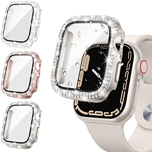 [3pack] Tensea za Apple Watch zaštitu ekrana Case serije 8 & 7 45mm dodatna oprema, iWatch Hard PC dijamant