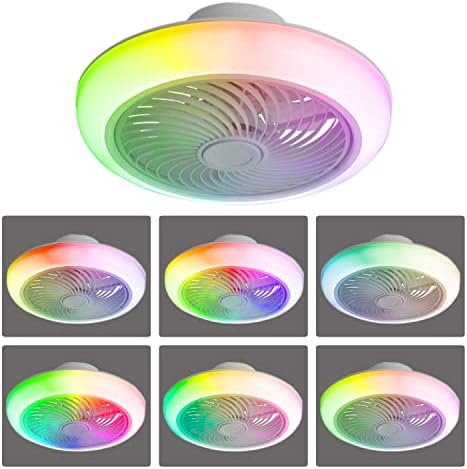 Crody stropni ventilatori, ventilator stropa sa lampicama, 18,1 inčni niski profil RGB stropni ventilator sa daljinskim upravljačem, glazbeni ritam i u boji LED zatamnjenje za dnevnu sobu
